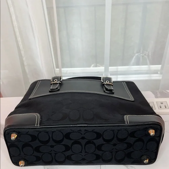 Vintage Coach Hamptons Black Signature Canvas Satchel Doctor Bag - Picture 5 of 8